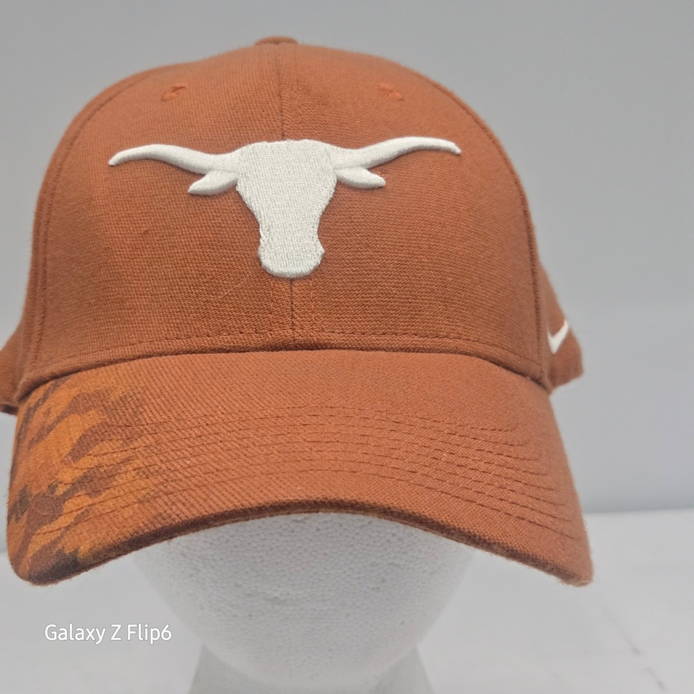 Nike Texas Longhorns Burnt Orange Camo Fitted Hat M/L NCAA Baseball Cap Mens